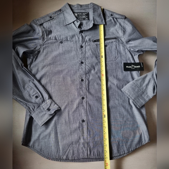 ๐๏ธ Marc Ecko Cut & Sew Deadly Threads ๐ฏ% Cotton Gray Casual Button Down Shirt - Picture 9 of 9